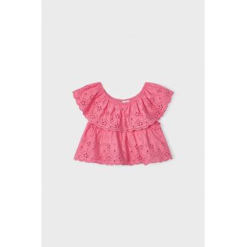 Mayoral bluza de bumbac pentru copii culoarea roz, neted ieftina