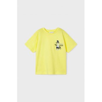 Mayoral tricou de bumbac pentru copii culoarea galben, cu imprimeu