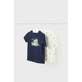 Mayoral tricou din bumbac pentru bebelusi culoarea albastru marin, modelator