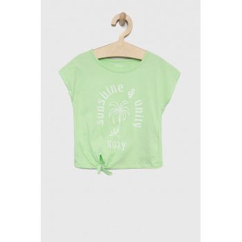 Roxy tricou de bumbac pentru copii culoarea verde ieftin