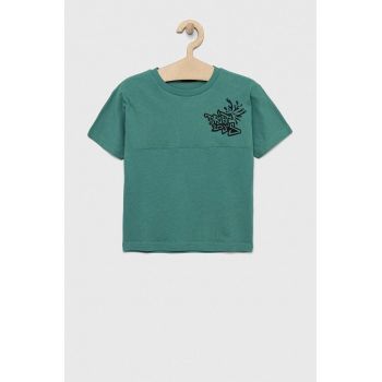 Sisley tricou de bumbac pentru copii culoarea verde, cu imprimeu ieftin