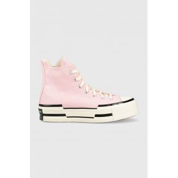 Converse tenisi Chuck 70 Plus HI femei, culoarea roz, A04366C de firma originali