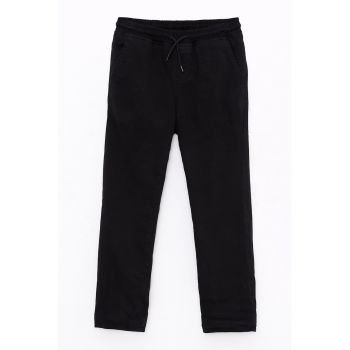 Pantaloni din amestec de bumbac cu snur de ajustare in talie