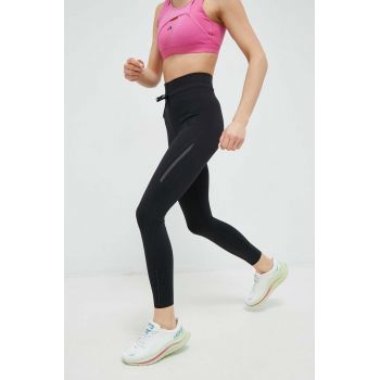 adidas Performance leggins de alergare culoarea negru, neted