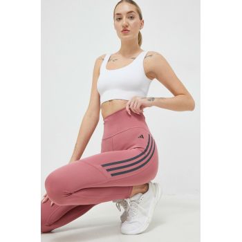 adidas Performance leggins de alergare DailyRun culoarea roz, cu imprimeu de firma originali