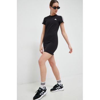 adidas rochie culoarea negru, mini, mulata de firma originala