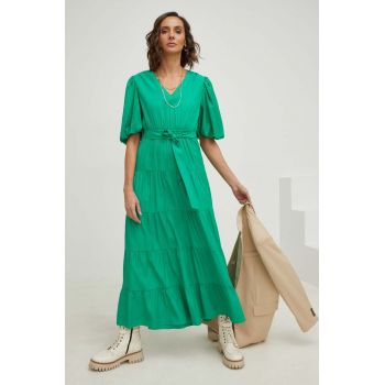 Answear Lab rochie culoarea verde, maxi, evazati