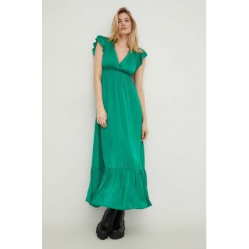 Answear Lab rochie culoarea verde, maxi, evazati