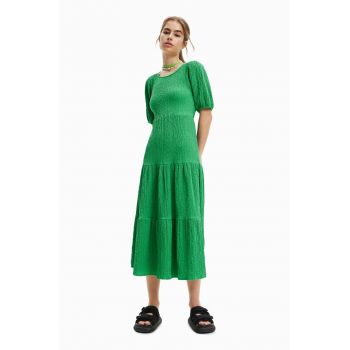 Desigual rochie culoarea verde, midi, evazati de firma originala