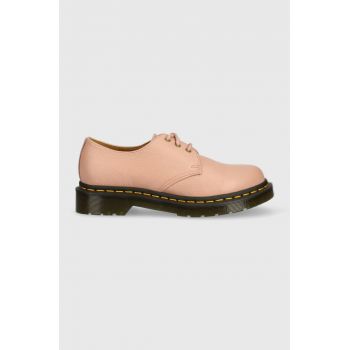 Dr. Martens pantofi de piele 1461 femei, culoarea roz, cu toc plat DM24256329-Peach.Bei