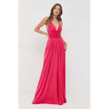 Elisabetta Franchi rochie culoarea roz, maxi, evazati