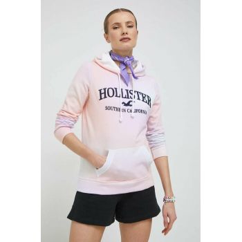 Hollister Co. bluza femei, culoarea roz, cu glugă, modelator