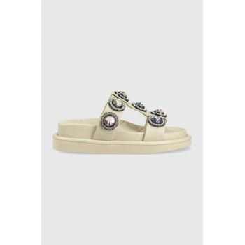 Kurt Geiger London slapi de piele Orson femei, culoarea gri, cu platforma
