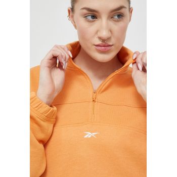 Reebok bluza femei, culoarea portocaliu, cu imprimeu