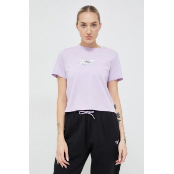 Reebok tricou din bumbac culoarea violet