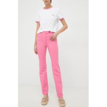 Sisley pantaloni femei, culoarea violet, drept, medium waist
