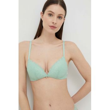 United Colors of Benetton sutien culoarea verde, dantela, neted