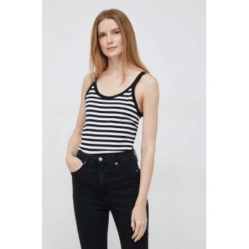 United Colors of Benetton top din bumbac culoarea negru