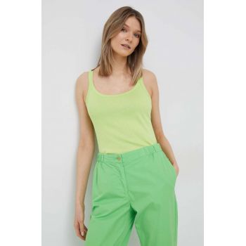 United Colors of Benetton top din bumbac culoarea verde