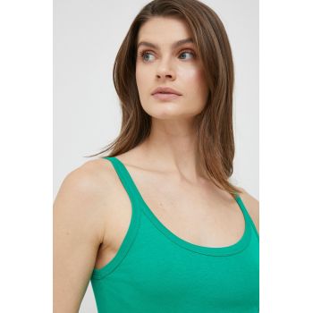 United Colors of Benetton top din bumbac culoarea verde