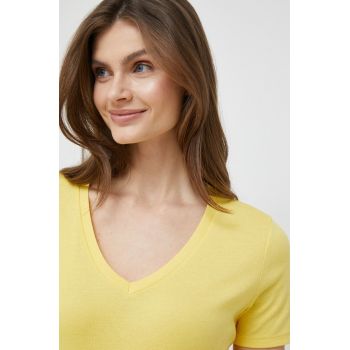 United Colors of Benetton tricou din bumbac culoarea galben