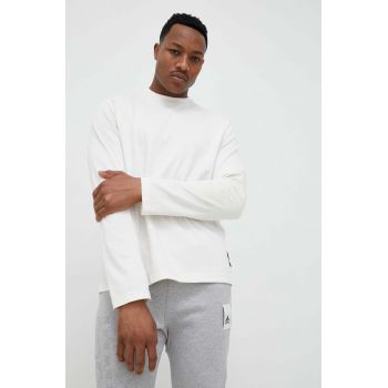 adidas longsleeve din bumbac culoarea bej, neted ieftin