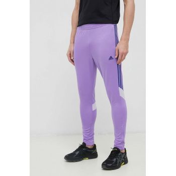 adidas pantaloni de antrenament Tiro culoarea violet, cu imprimeu ieftini