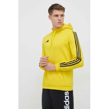 adidas Performance bluză trening Tiro 23 culoarea galben, cu glugă, cu imprimeu