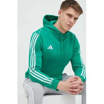 adidas Performance bluză trening Tiro 23 culoarea verde, cu glugă, cu imprimeu