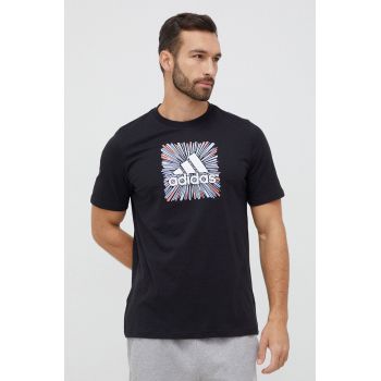 adidas tricou barbati, culoarea negru, cu imprimeu