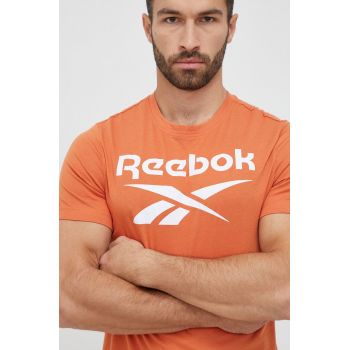 Reebok tricou din bumbac culoarea portocaliu, cu imprimeu ieftin