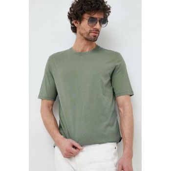 Sisley tricou din bumbac culoarea verde, neted