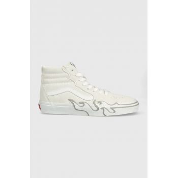 Vans teniși din piele întoarsă SK8-Hi Flame culoarea alb VN0005UJWWW1-WHITE