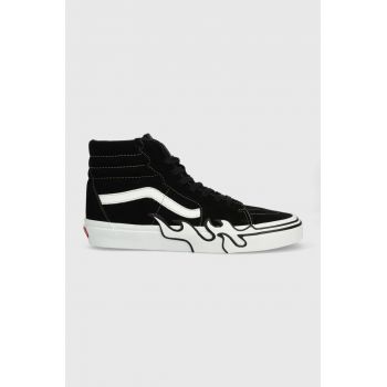 Vans teniși din piele întoarsă SK8-Hi Flame culoarea negru, VN0005UJBZW1 VN0005UJBZW1-BLKWH