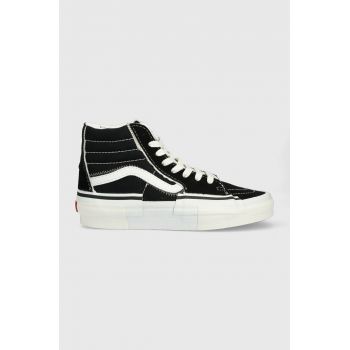 Vans teniși SK8-Hi Reconstruct culoarea negru, VN0005UK6BT1 VN0005UK6BT1-DKGRN