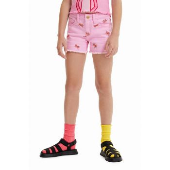 Desigual pantaloni scurti copii culoarea roz, modelator