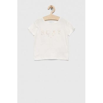Roxy tricou de bumbac pentru copii culoarea alb ieftin