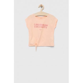 Roxy tricou de bumbac pentru copii culoarea portocaliu ieftin
