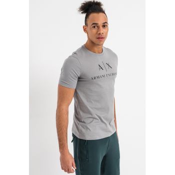 Tricou slim fit de bumbac cu logo