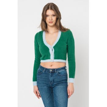 Cardigan crop pufos Piumo la reducere