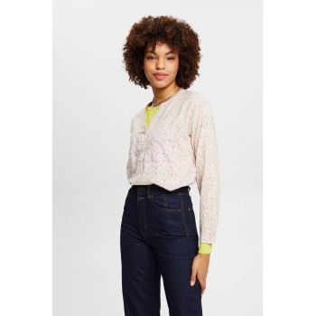 Bluza cu imprimeu floral si buzunare aplicate