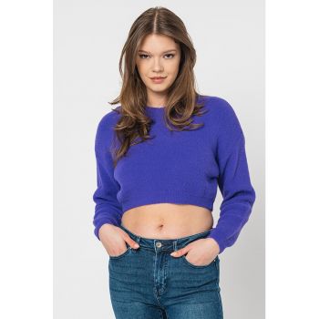 Pulover crop cu maneci cazute la reducere