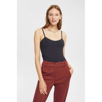 Top slim fit cu decolteu rotund