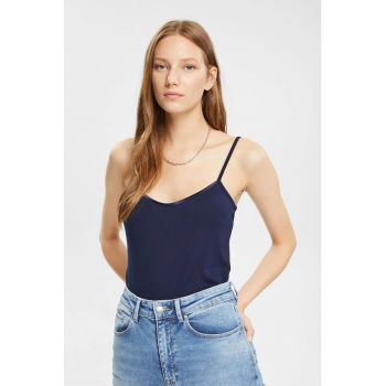 Top slim fit cu decolteu rotund