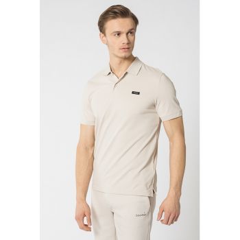 Tricou polo slim fit cu material pique