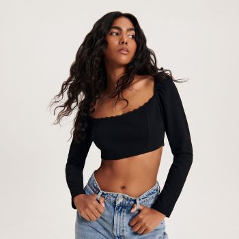 Reserved - Top scurt din jerseu - Negru Reserved - Top scurt din jerseu - Negru
