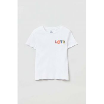 OVS tricou de bumbac pentru copii culoarea alb