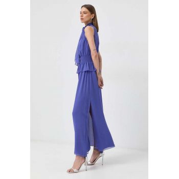 Luisa Spagnoli rochie de matase Padova culoarea violet, maxi, evazati