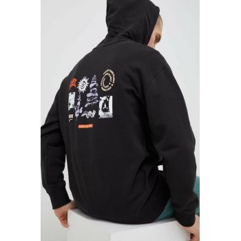 Puma hanorac de bumbac barbati, culoarea negru, cu glugă, modelator