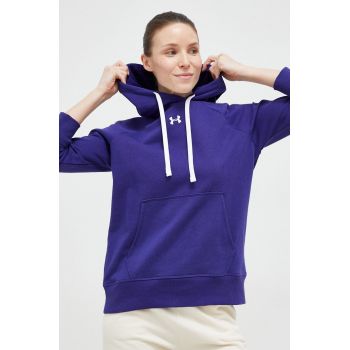 Under Armour bluză femei, culoarea violet, cu glugă, neted 1356317-100